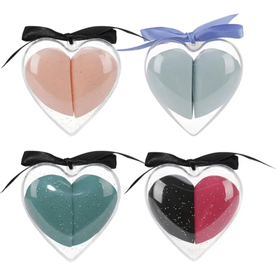1 Box Heart Shape Powder Applicators, Makeup Sponges