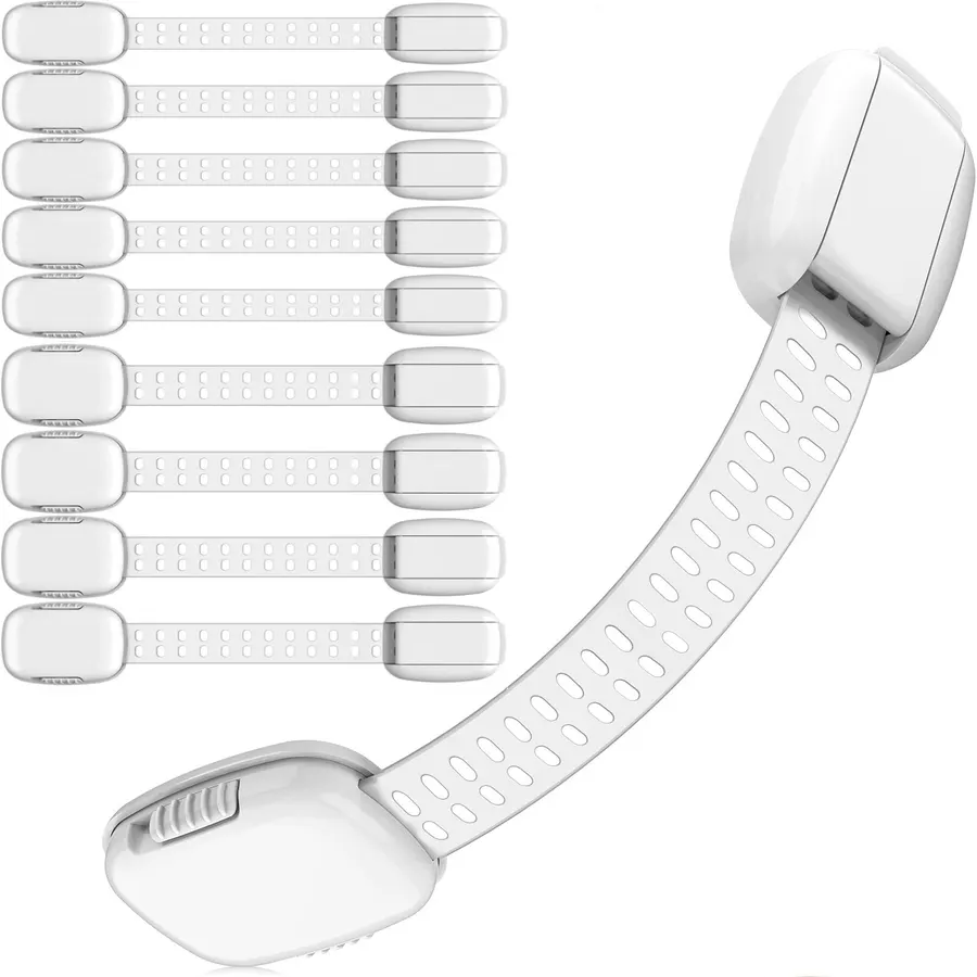 10 Pack Baby Proofing Cabinet Locks, Child Safety Locks with Adjustable Strap Latches