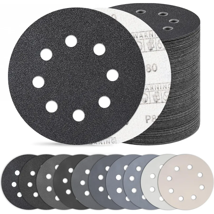 100PCS 5 Inch Sanding Discs Assortment, Wet Dry Hook and Loop Sandpaper