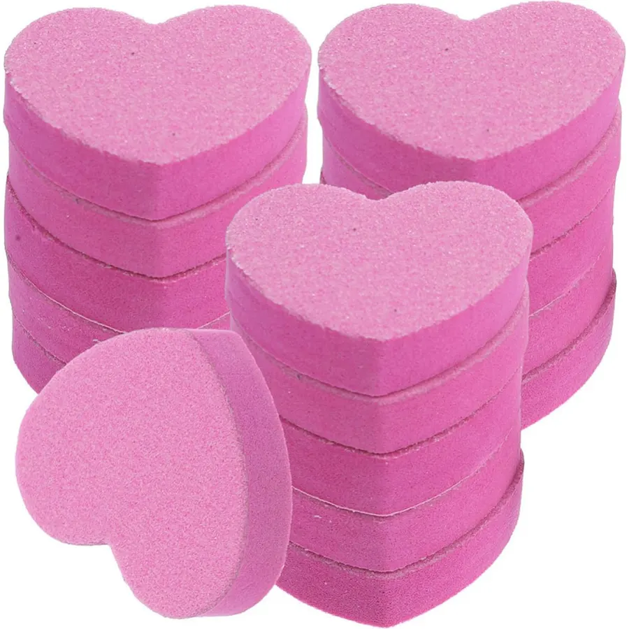 100pcs Heart Sponge Block Nail File Double Sided Emery Board