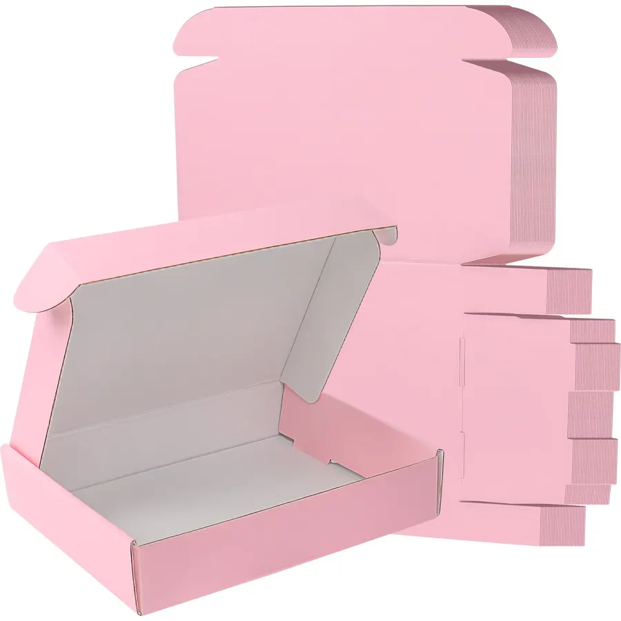 10x8x2 Pink Shipping Boxes 30 Pack, Mailing Boxes for Small Business, Corrugated Cardboard Literature Mailers