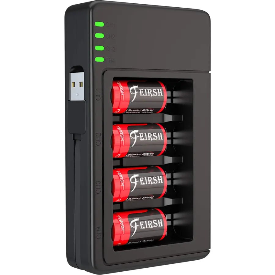 123a Ni Battery 4-Slot USB Charger with 4 Batteries