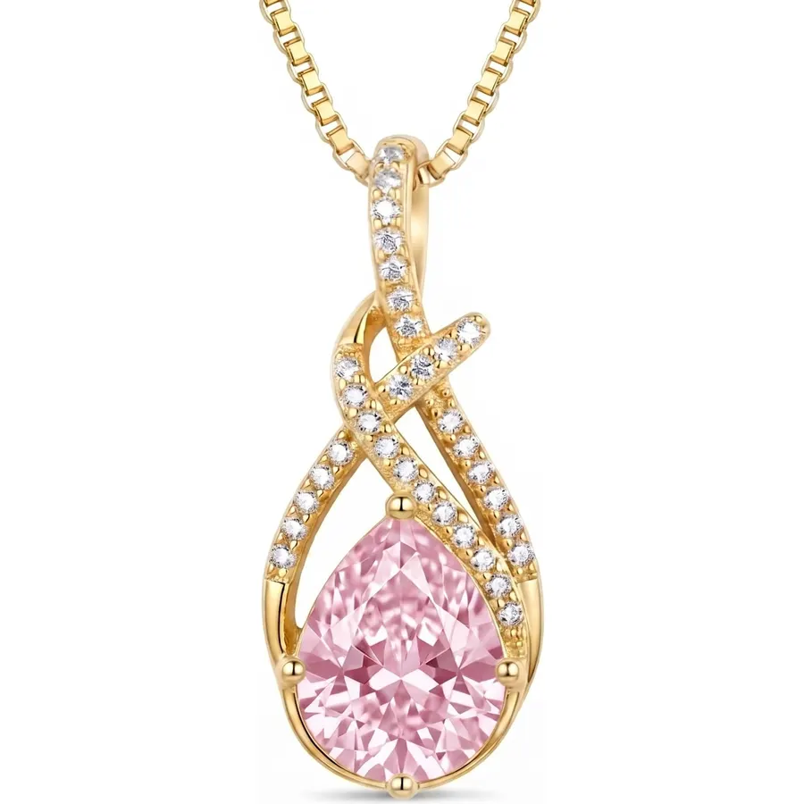 14K Gold Dainty Pear Pendant Necklace for Women