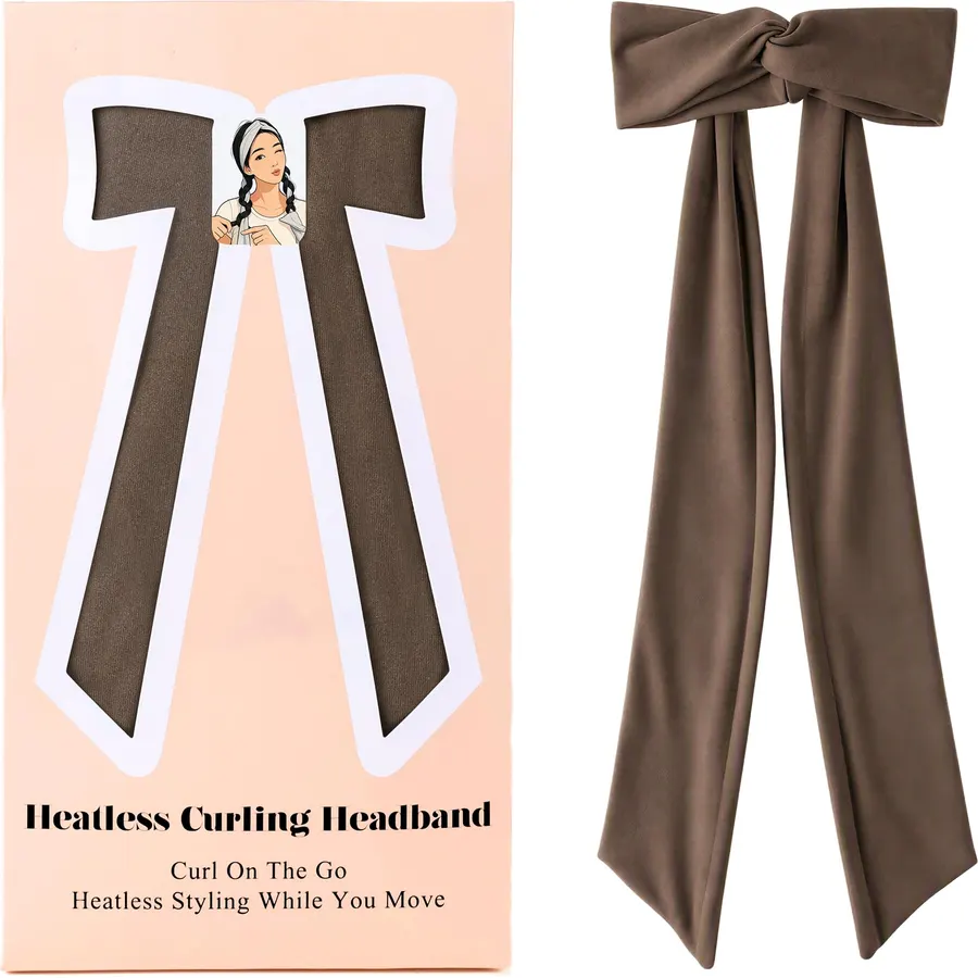 2-in-1 Heatless Curling Headband for Women & Flexible Curling Rods for Heatless Curls Overnight Heatless Hair Curlers No Heat Damage, Stretchy Fabric Headbands for Curly Long Hair, Sleep Gym Workout