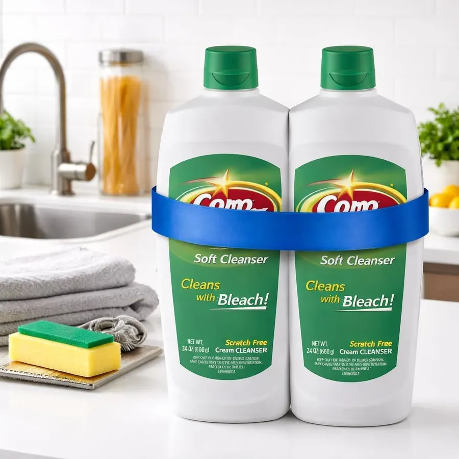 2-Pack Soft Cream Cleanser with Bleach, Scratch-Free Multi-Surface Cleaner, Bathroom & Kitchen Cleaning Solution, 24 oz Bottles (Total 48 oz)