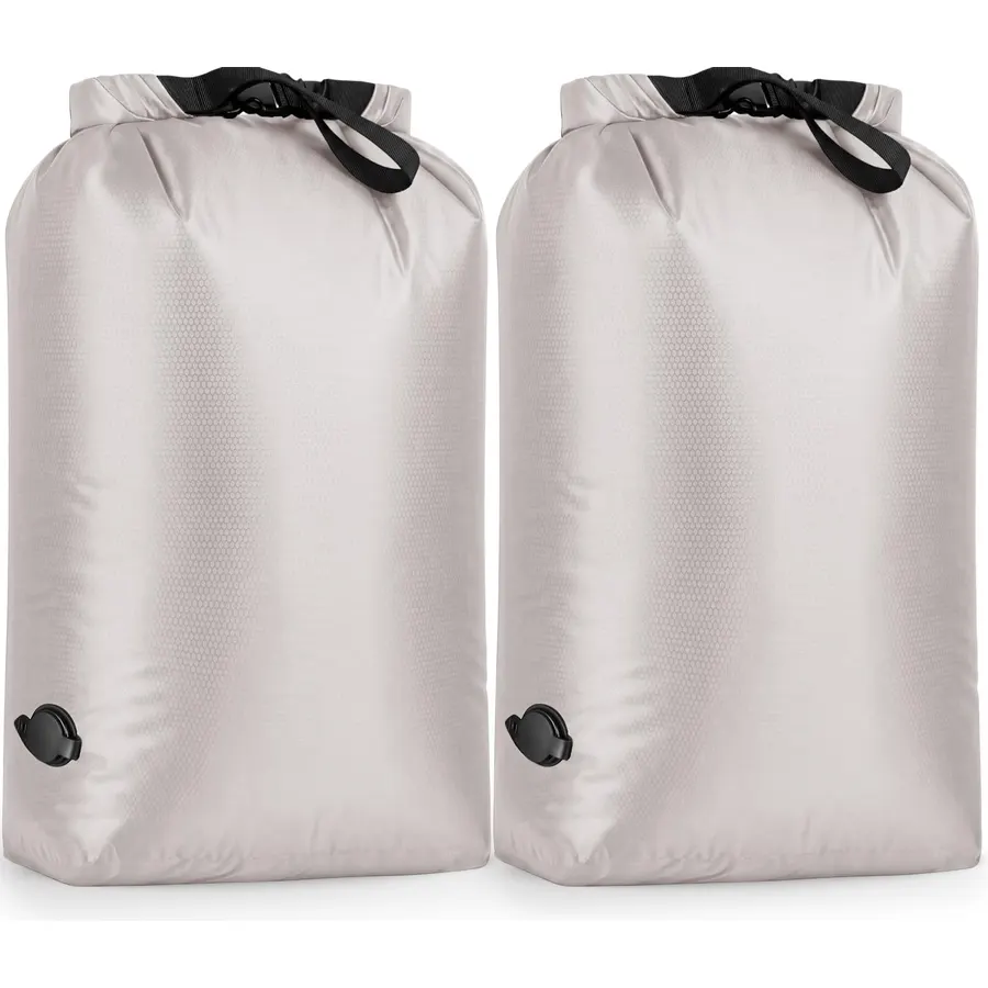 2 Pack Travel Laundry Bags, Pump Free Compression Dirty Clothes Mocha Grey