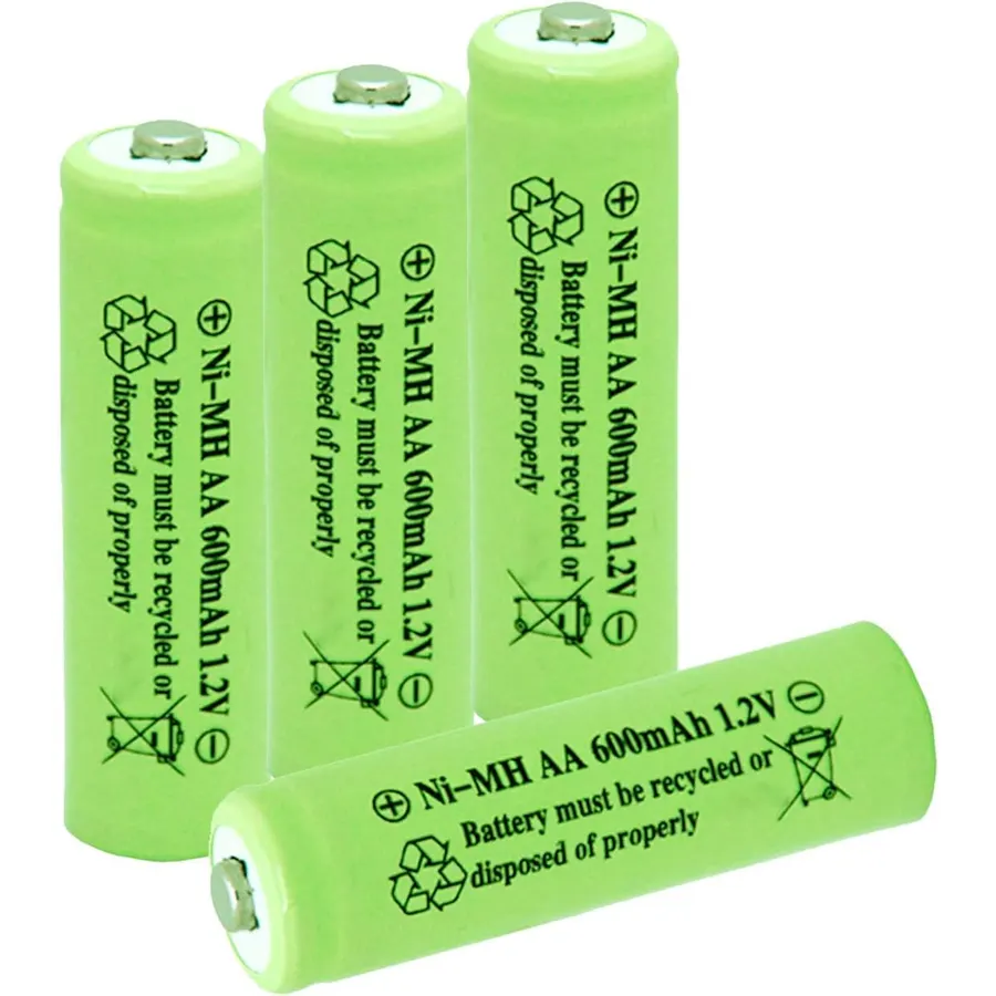 【4pcs】 Ni-Mh AA 600mAh 1.2V Rechargeable Battery for Outdoor Solar Lights Garden Lamp(AA Battery Size: 14.5×50.5mm)