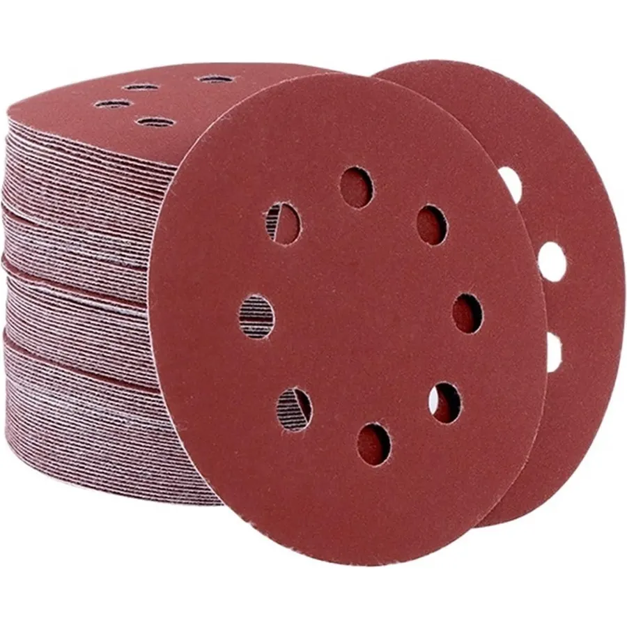 5/10/100pcs 5" 125mm 8 Hole Hook Loop Sanding Discs Sandpaper Pads Set 60Grits ~ 2000Grits Sander Disc Abrasive Polishing Tools(220 Grits,50pcs)