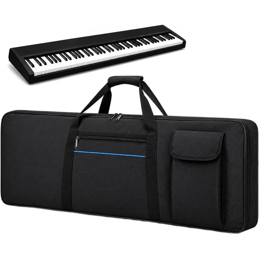 61 Key Keyboard Bag for Korg KROME 61, Padded Keyboard Carrying Case with Zipper, Shoulder Straps, Handle, Storage Pocket, Water-Resistant Oxford Fabric,M(98 x 41 x 14cm)