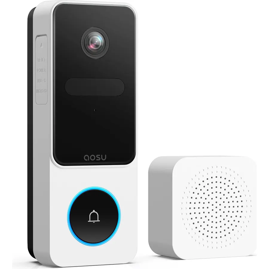 aosu Video Doorbell Camera Wireless, 2K QHD, 170 Wide Angle, Battery, 2.4GHz WiFi