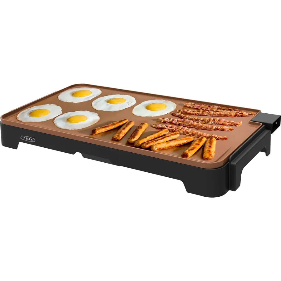 bella XL Electric Ceramic Titanium Non-Toxic Griddle, Copper/Black
