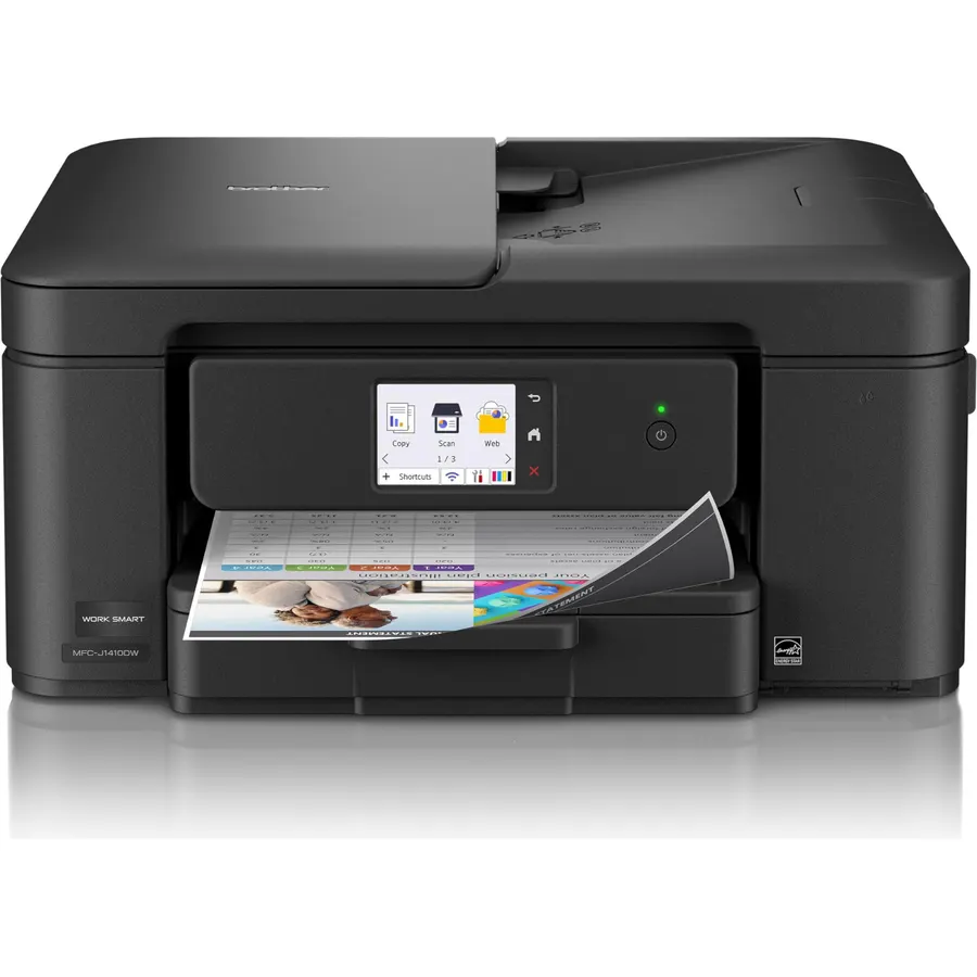 Brother Work Smart 1410 Wireless Color Inkjet All-in-One Printer with 2.7” Touchscreen and Automatic Duplex Printing | Includes Refresh Subscription Trial(1) (MFC-J1410DW)