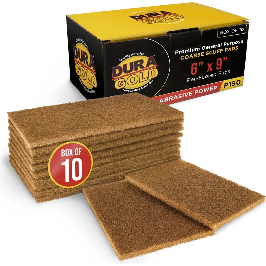 Dura-Gold 6" x 9" Gold Coarse Scuff Pads, Box of 10 - Scuffing, Scouring