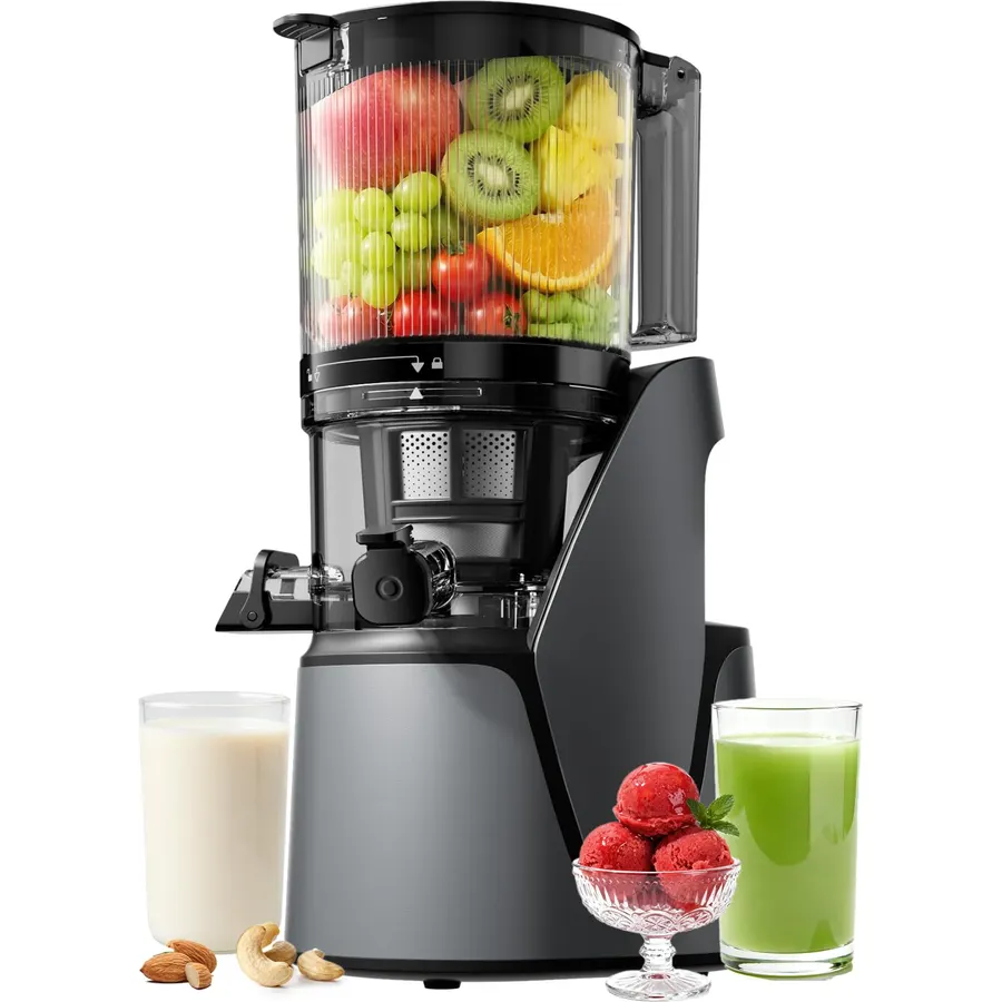3-in-1 Cold Press Juicer Machines, Mega Chute for Whole Fruit, Slow Masticating Juicer with Sorbet & Nut Milk Maker, BPA Free, 100 OZ Hopper, Easy Clean, Oxide Gray