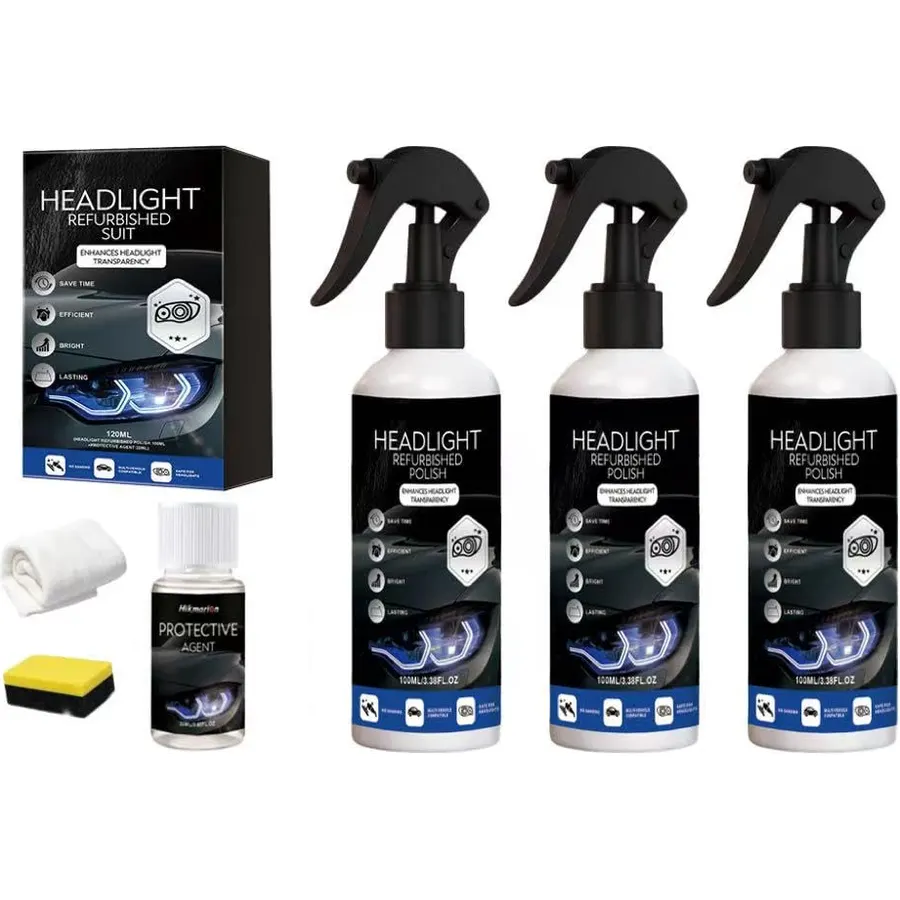 Headlight Restoration Kit for Oxidized Yellowed Headlamps, Fast & Easy Car Cleaner to Restore Clarity and Brightness, Compatible with All Vehicle Types