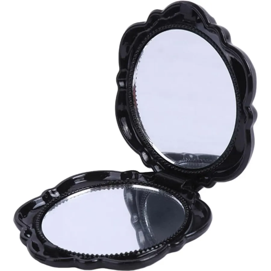 Portable Folding Makeup Mirror, round Cosmetic Mirror Double Sided