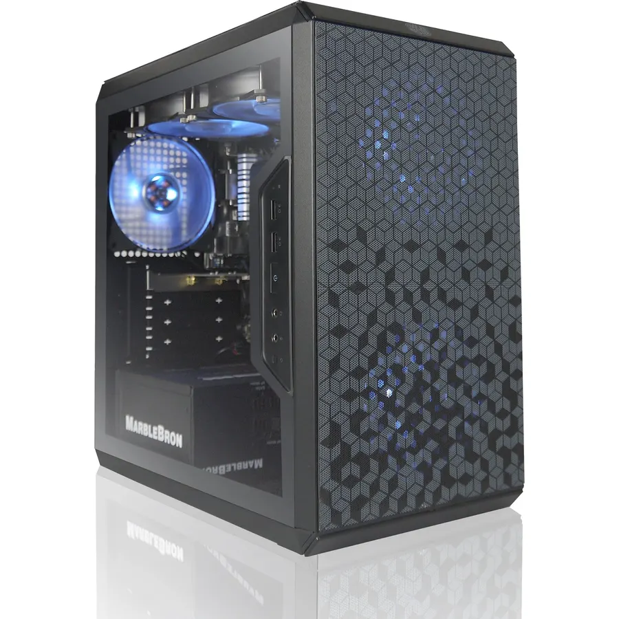 Q-Box Series Gaming PC - AMD Ryzen 5 5600GT 6-Core 3.9 GHz with AMD Radeon Graphics with Liquid Cooler 16GB DDR4 500GB SSD Windows 11, Black