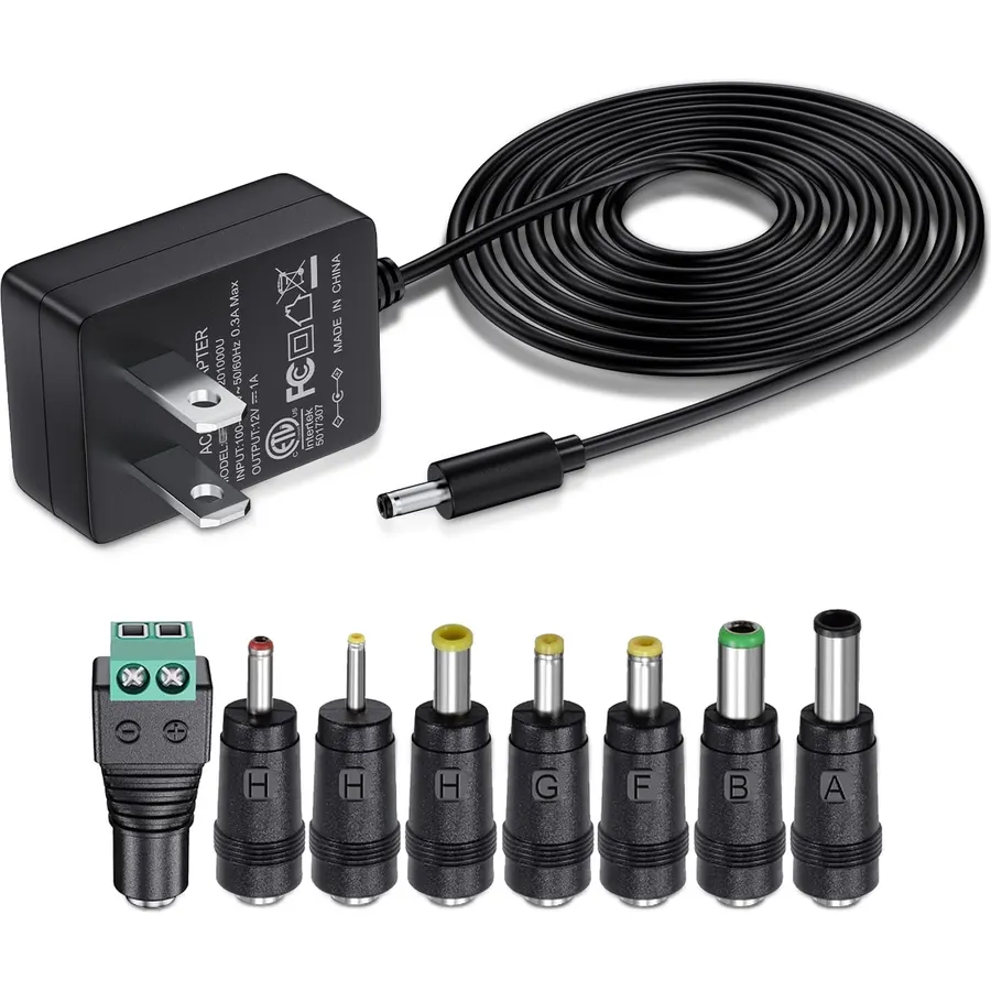 SoulBay ETL Certified 12V 1A AC/DC Power Supply Adapter, 8 Tips